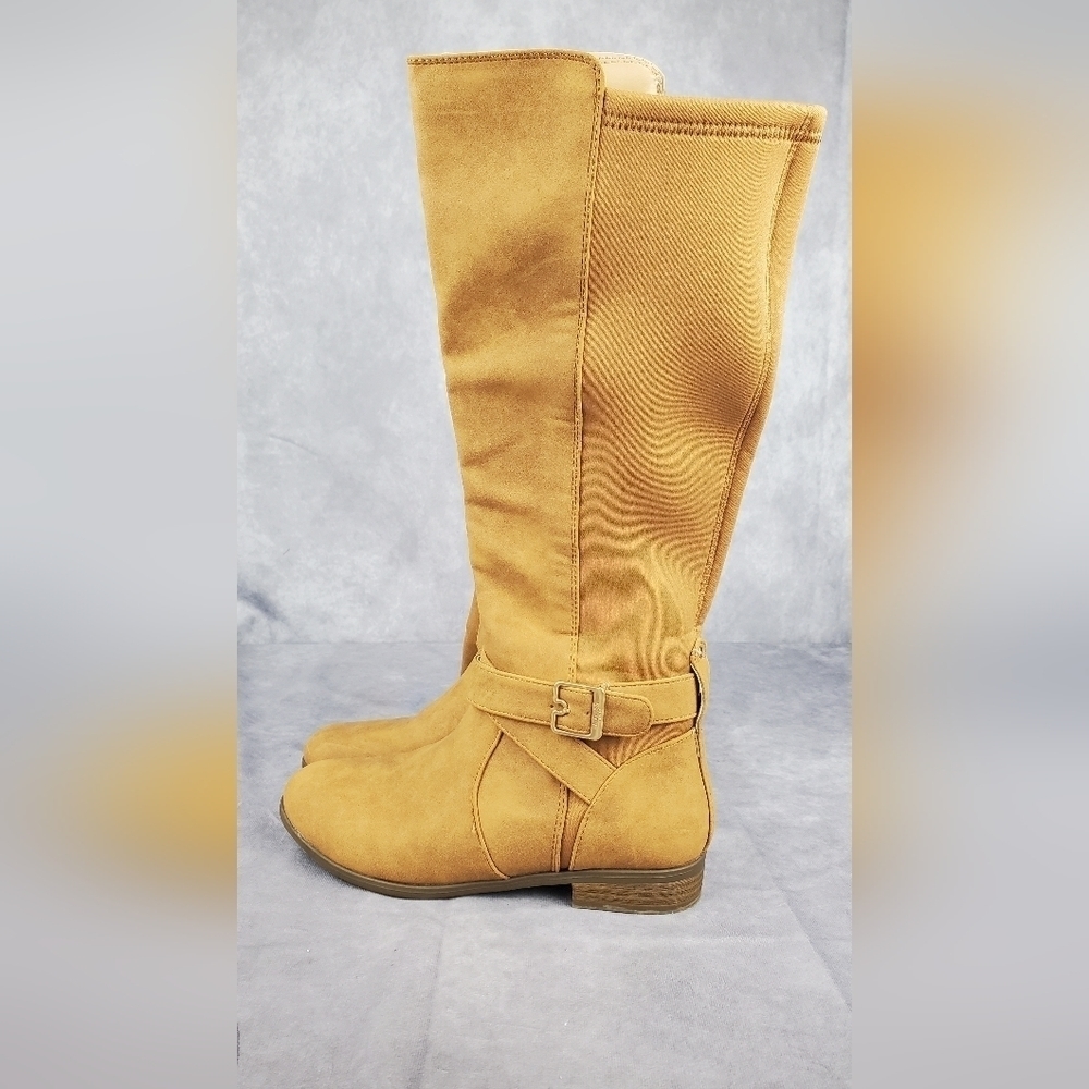 Dr. Scholl's Shoes Womens Rate Tan‎ Faux Leather Knee-High Boots Shoes Size 7M